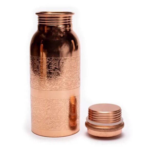 Pure copper water bottle: Pocket Size Flower 550ml - Image 4