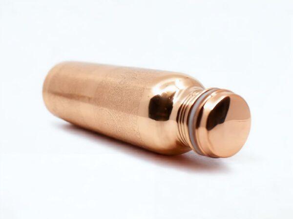 Pure copper, 900ml drinking bottle with flower engraving - Image 2