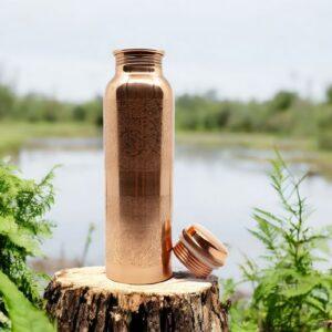 Pure copper, 900ml drinking bottle with flower engraving