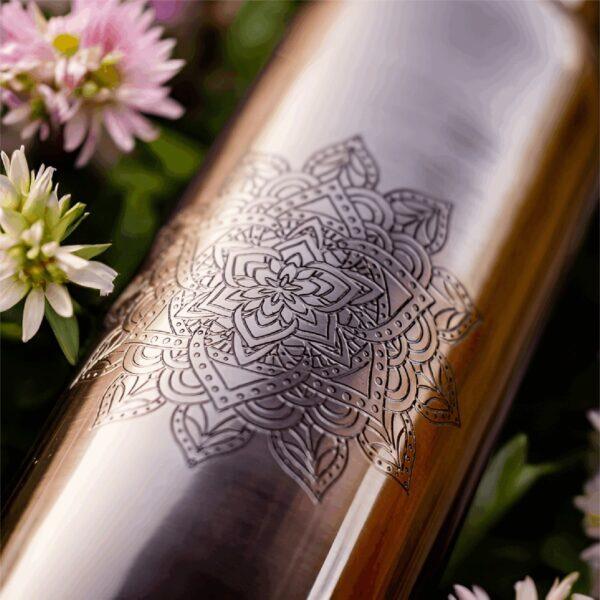 Pure copper, 900ml drinking bottle with exotic Mandala finish - Image 2