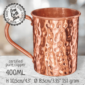 400ml pure copper mug hammered luxury