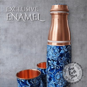 Limited Edition: Bottle Set with 2 Cups Featuring Unique, Elegant Blue Enamel Finish