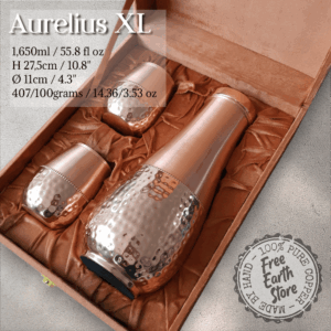 Premium 1650ml Pure Copper Carafe Set with 2 Cups in Elegant Velvet Gift Case