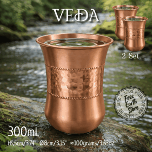 Veda Handcrafted Pure Copper Cups – 300 ml, Set of 2 with Timeless Classic Design